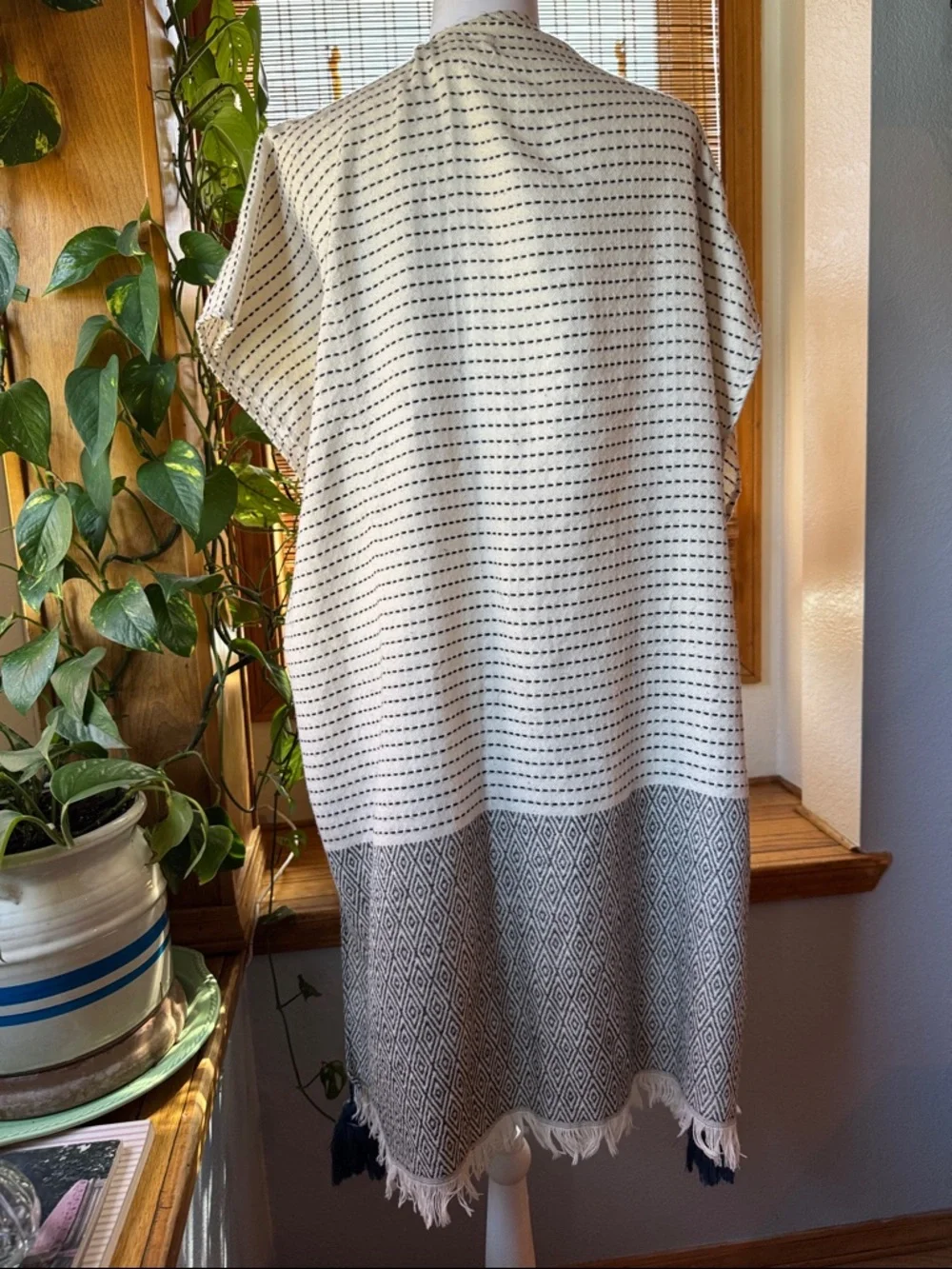 Quagga Green Label Versatile Open Front Kaftan Wrap One Size Boho Tassels